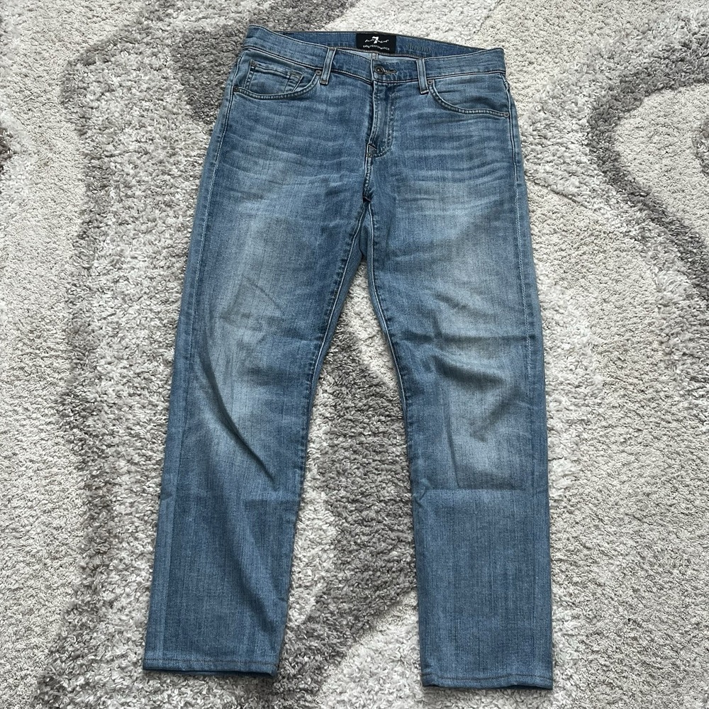 7 For All Mankind Mens Jeans Black Slimmy Luxe Performance Stretch Size 30x27